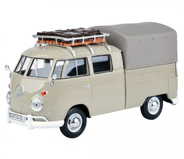 1:24 VW Type 2 (T1) - Pick-up with Roof Rack, Suit Case & Tarapauline Cover (Savannen Beige) MM79553SB - Click Image to Close
