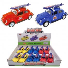 1:32 VW Beetle with Aussie Flag Surfboard on top and Cruzin Australia sticker on both sides of doors AA5746S-12D  1:32 VW Beetle with Aussie Flag Surfboard on top and Cruzin Australia sticker on both sides of doors AA5746S-12D