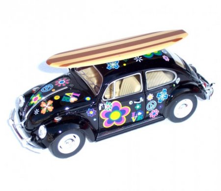 1:24 1967 Volkswagen Classic Beetle with Printing and Surfboard (6 Pcs/Box) KT7002DFS1