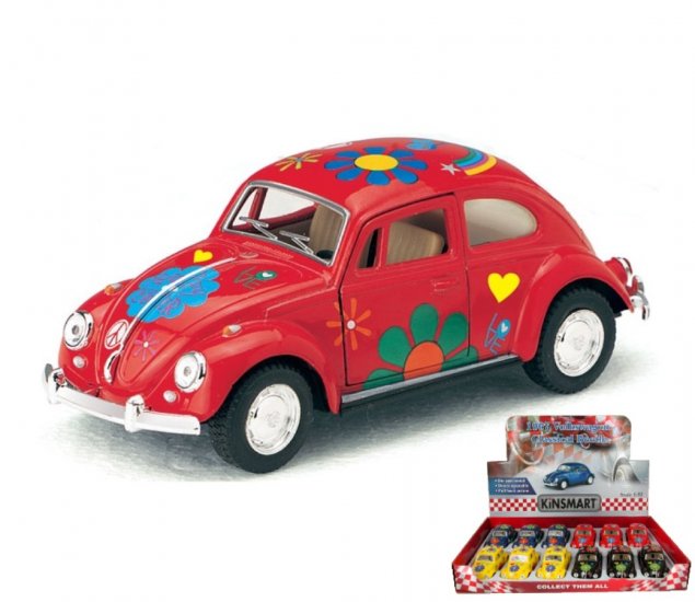 1967 Volkswagen Classical Beetle with Printing Flower 1:32 (5\" Asstd Colour) KT5057DF