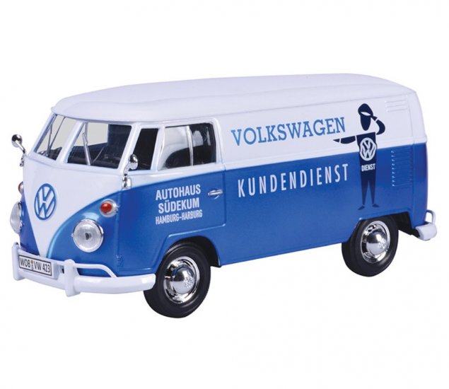1:24 Volkswagen Type 2 (T1) - Delivery Van - Kundenienst (White with Blue) MM79573DK - Click Image to Close