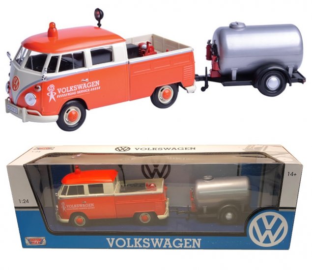 1:24 Volkswagen Type 2 (T1) - Service Pick up and Oil Tank Trailer (Orange) MM79674OT