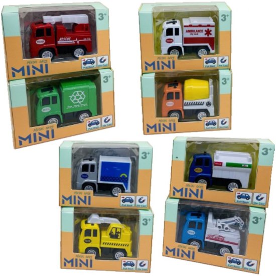 3\" Diecast Mini Engineering Vehicle 8 Style Mixed Window Box WGT2410-1